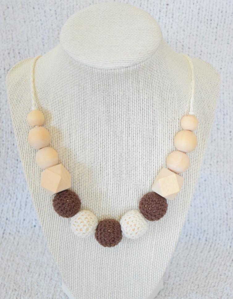 safe all natural teething necklace for mom and baby, wood teething jewelry